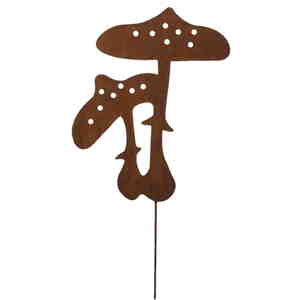 Herbst Pilz L95cm Rost Metall Stecker Dekopilz  Standfl�che Matall Gartenstecker