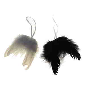 Federfl�gel Engelsfl�gel Fl�gel 9x9cm Satinband Engel wei� oder schwarz Federn