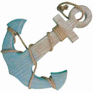 Deko Anker Schiff Holz 36cm Schiffsanker mit Schiffstau Maritim anchor Meer