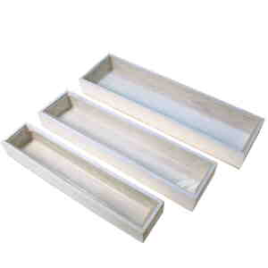 Set 3 Pflanzkasten 50/45/40cm wei� Pflanzschale Pflanzkiste Holzkiste Blumentopf