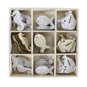 72 Streuteile Maritim Korsika ca.4cm Fische Seepferd Boot Schiff Meer Strand