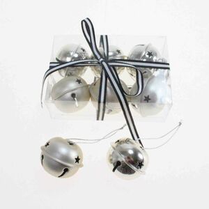 6 Gl�ckchen Metall 4cm mini Glocke Schelle Weihnachtsh�nger silber matt und gl�nzend