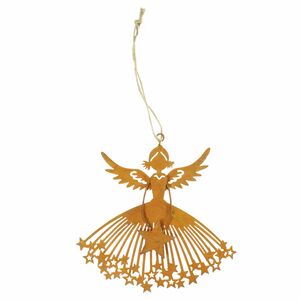 Engel mit Stern Metall rost 15,7 x 14,6cm Hnger Weihnachten Advent