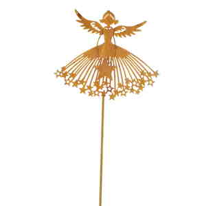 Stecker Engel mit Stern rost Metall L66cm Engelstecker Blumenstecker Gartenstecker