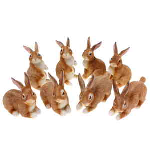 8 kleine Hasen braun H5-8cm im Set Polyresin Osterhase Krippe Streudeko Ostern