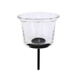 Teelichthalter Stecker Glas Windlicht 6,5cm H 4,5cm + 5,5cm Stab Kerzenhalter