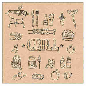 20 Servietten recycled Grill 3lagig 33x33cm Tissue Barbeque BBQ