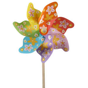 Windrad Stecker bunt ca 17cm L48cm Holz Kunststoff Windmhle Pick Stab