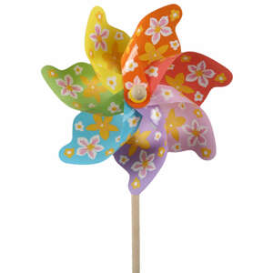 Windrad Stecker bunt ca 22cm L55cm Holz Kunststoff Windm�hle Pick Stab Sommer