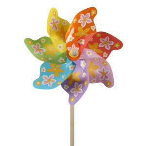 Windrad Stecker bunt ca 31cm L74cm Holz Kunststoff Windm�hle Pick Stab