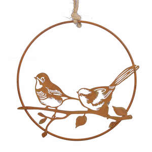 Hnger Vgel im Ring 17cm rost Metall Fensterdeko Fensterhnger Kreis