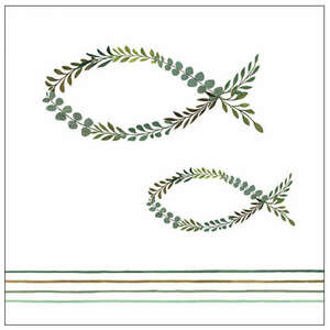 20 Servietten Fische Streifen Kommunion Geburt Taufe Konfirmation 3lag. 33x33cm