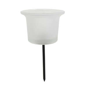 Teelichthalter Stecker Glas Windlicht 6,5cm H4,5cm + 5,5cm Stab Kerzenhalter gefrostet