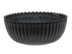 Pflanzgef�� 15x6cm rund recy. Kunststoff anthrazit gewischt Pflanzschale Blumentopf Deko