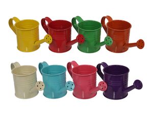 8 Metall Pflanzeimer Gie�kannen bunt 6,5 cm Mini Blecheimer Pflanztopf �bertopf Set