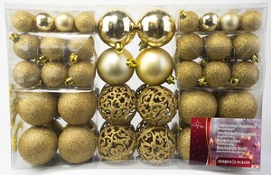 100er Set Weihnachts und Christbaumkugeln in Gold