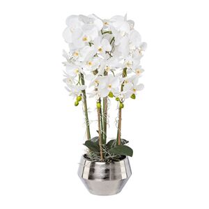 Knstliche Orchidee 75cm im Silbertopf
