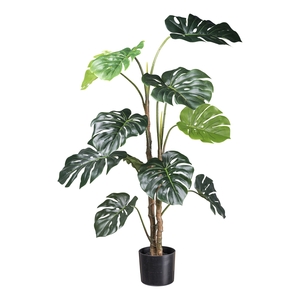 Splitphilodendron Kunstpflanze 140 cm, 12 Bltter, Kunststofftopf 17x15 cm, pflegeleicht