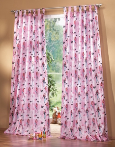 Kinderzimmer Gardine Schlaufenschal Set Girl Motiv pink