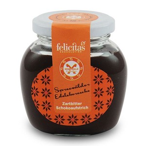 Zartbitter Schokoaufstrich mit Edeleberesche von der Confiserie Felicitas (400 g)
