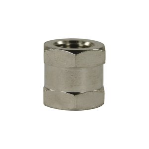 Muffe reduziert, E=1/2 IG, A=3/8 IG, max. 50bar, 26mm lang, Messing vernickelt