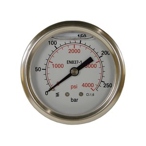 Manometer 1/4 Zoll Aussengewinde hinten, Edelstahlgeh�use, glyceringed�mpft