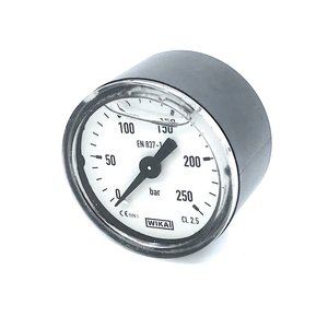 Manometer 0-250 bar, D=40mm, 1/8 Zoll Aussengewinde hinten, PVC-Gehuse, glyceringedmpft