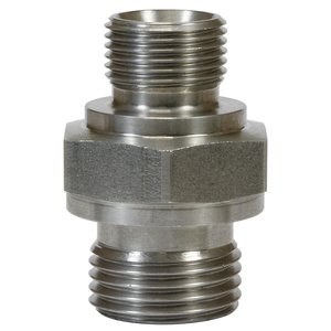 Doppelnippel reduziert 1/2 AG - 3/4 AG, max. 400bar, 43mm lang, Edelstahl