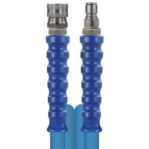 Hochdruckschlauch Foodjet Blau, DN 12, max. 80 bar, glatte Decke, komplett Edelstahl