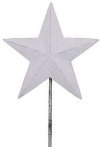 Deko Stern Star mit Stab cremewei Polyresin Metall 19,5x6x19,5 cm
