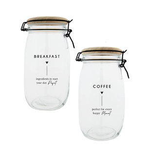 BC Vorratsglas COFFEE & BREAKFAST mit Holzdeckel Glas H22cm 