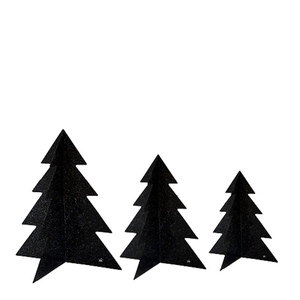 BC Weihnachtsbaum Set Black Glitter 3tlg. Papier schwarz
