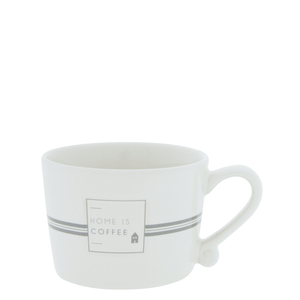 BC Tasse mit Henkel small HOME IS COFFEE Keramik wei grau