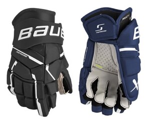 BAUER Supreme M5 PRO (rechts) black und BAUER Supreme Mach (links) Handschuhe, navy, 14  -- LAGERFUND --