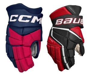 CCM Jetspeed FT880 Handschuh, navy/rot/wei� (rechts) + BAUER Vapor 3X Pro Handschuh, schwarz/rot/wei� (links), 13  -- LAGERFUND --