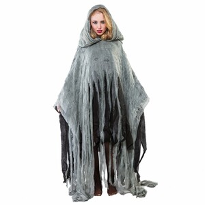 Halloween Kost�m Poncho Zombie grau f�r Erwachsene