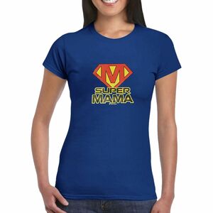 Super Mama T-Shirt blau Muttertag Geburtstag f�r Damen