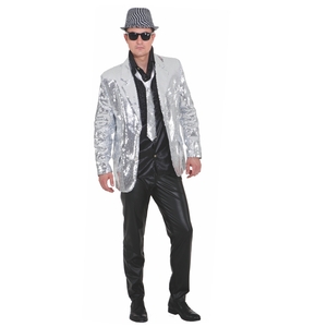 Las Vegas Pailletten-Jacke Show-Sakko Silber fr Herren