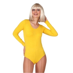 Body gelb Langarm-Body Unterzieher f�r Damen