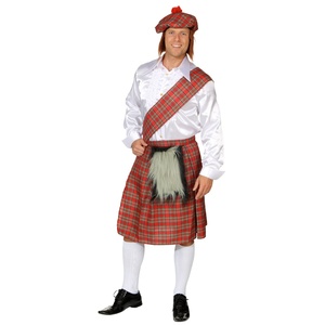 Schotten Kost�m Set Schottenrock mit M�tze & Sch�rpe f�r Herren