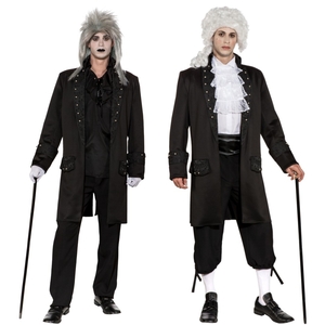 Gothic Barock Kurzmantel Ornamente Schwarz f�r Herren