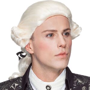 Barock Per�cke mit Zopf creme-wei� f�r Herren