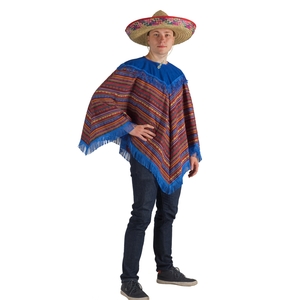 Mexikanischer Poncho Sergio blau fr Erwachsene