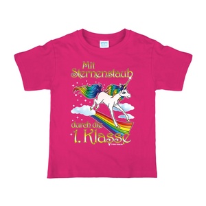 Einhorn T-Shirt Sternenstaub Schulanfang pink für Kinder