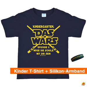Schulanfang T-Shirt Das Wars mit Silikon-Armband, navy