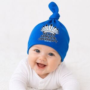 Baby Beanie M�tze Blau mit Spruch aus Baumwolle Neugeborene Jungen