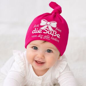 Baby Beanie M�tze Pink mit Spruch aus Baumwolle Neugeborene M�dchen