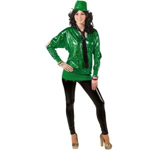 90er Jahre Kostüm Wickelshirt grün für Damen