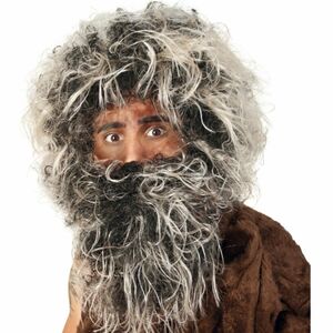 Steinzeit Per�cke Neandertaler zottlig mit Bart f�r Herren