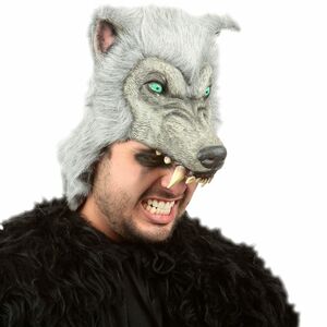 Wolf Maske Grauer Wolf deluxe Kostm-Zubehr